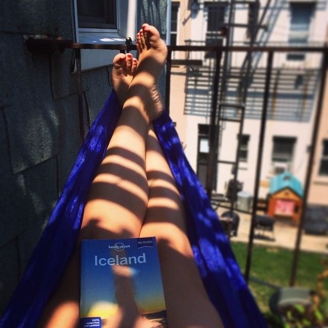 Iceland book in a hammock