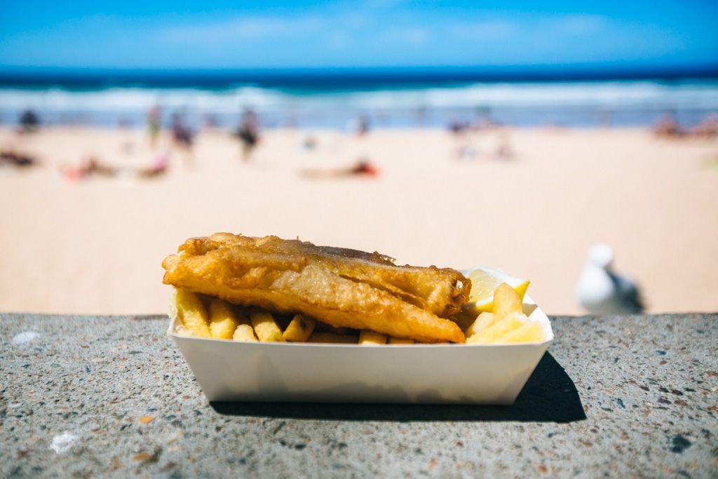 Manly Beach fish and chips