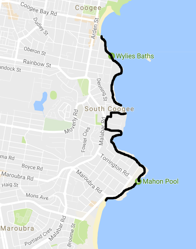 coogee to maroubra walk map