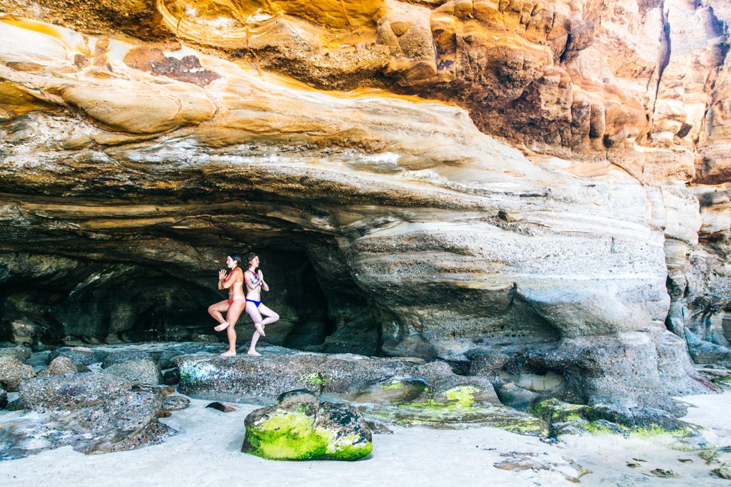 yoga in a cave