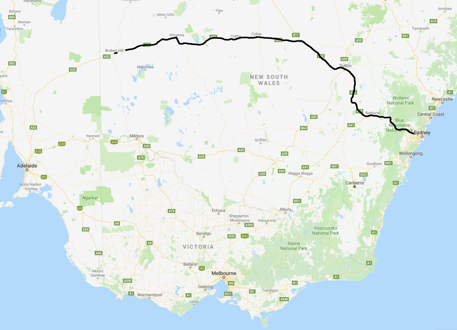 sydney to broken hill