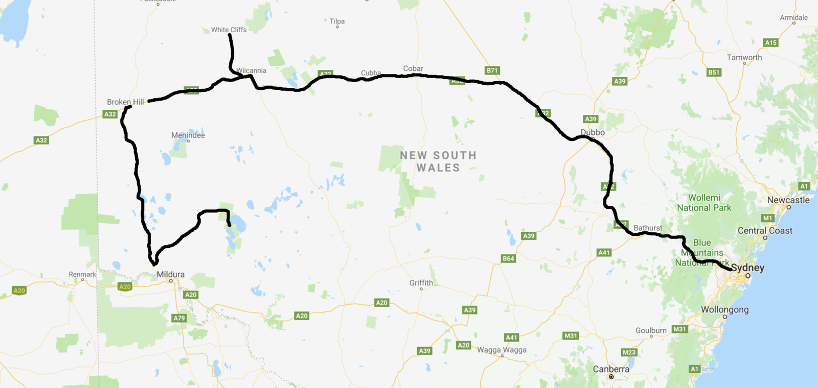 sydney to broken hill