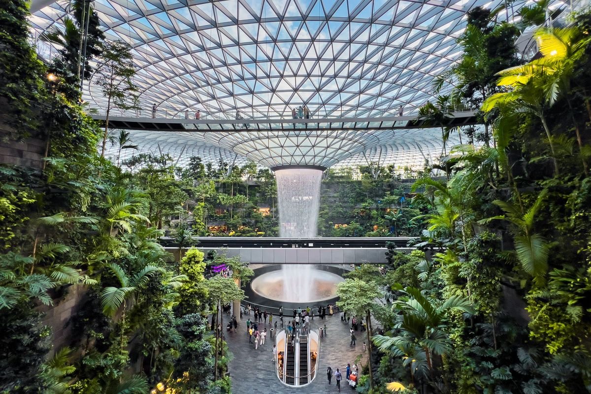 singapore airport waterfall