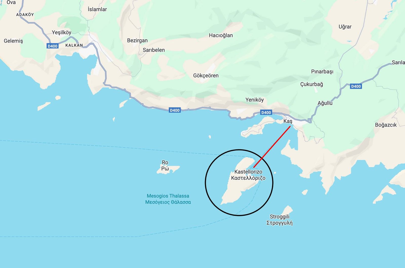 kastellorizo greece turkey map